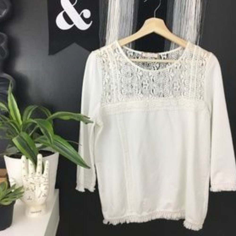Anthropologie Eri + Ali Top L Lace